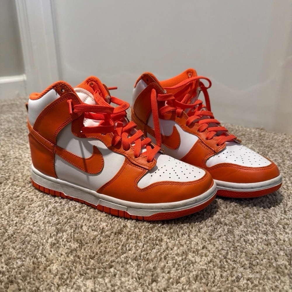 Nike High-Top Sneakers in Orange and White